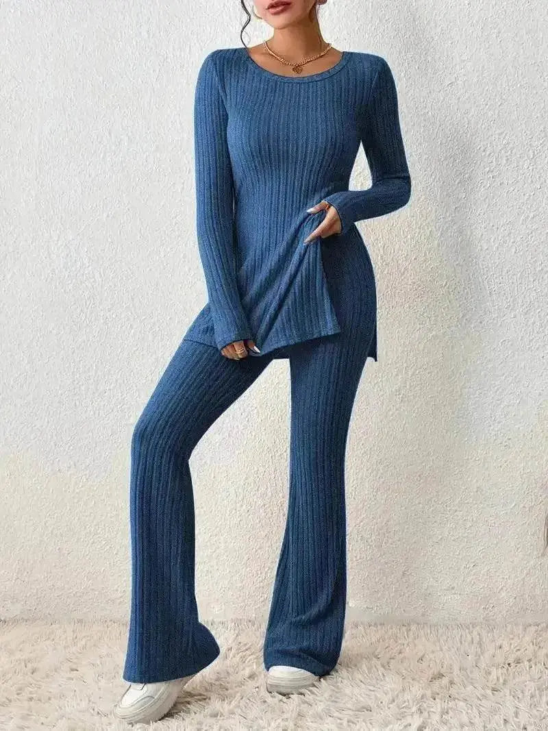 Polyester Two piece set Women's Clothing Solid Color Casual Slim New Fashion Women Elegant Outfit