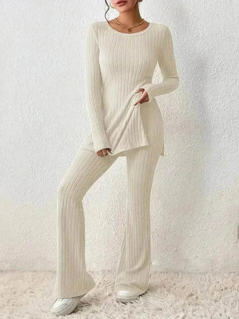 Polyester Two piece set Women's Clothing Solid Color Casual Slim New Fashion Women Elegant Outfit