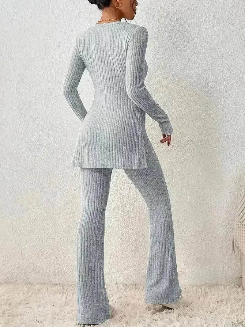 Polyester Two piece set Women's Clothing Solid Color Casual Slim New Fashion Women Elegant Outfit