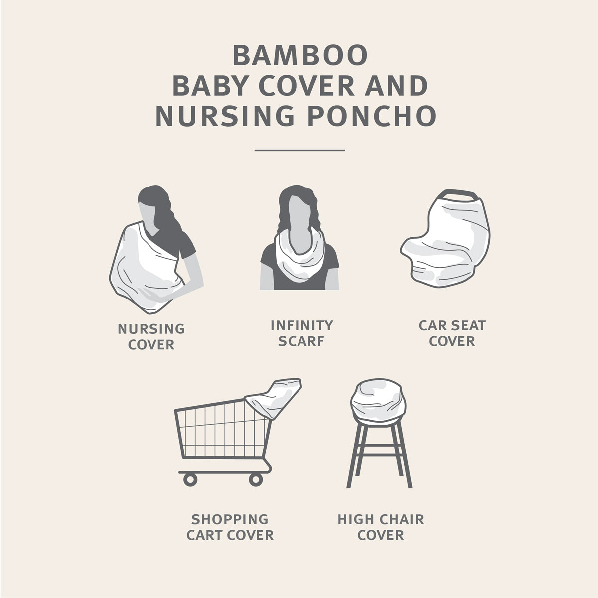 Couverture pour bébé en bambou et poncho d'allaitement (motif orque)