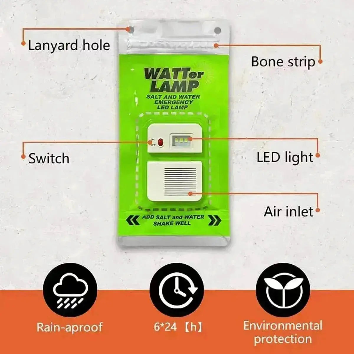 Portable Salt Water Lamp Camping LED
