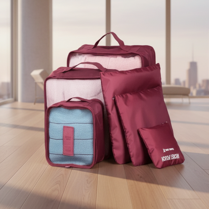 Travel Luggage Packing Cubes Set – Lightweight Waterproof Organizer (6 Pieces)