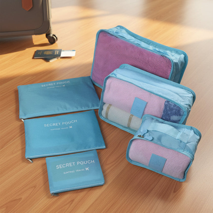 Travel Luggage Packing Cubes Set – Lightweight Waterproof Organizer (6 Pieces)