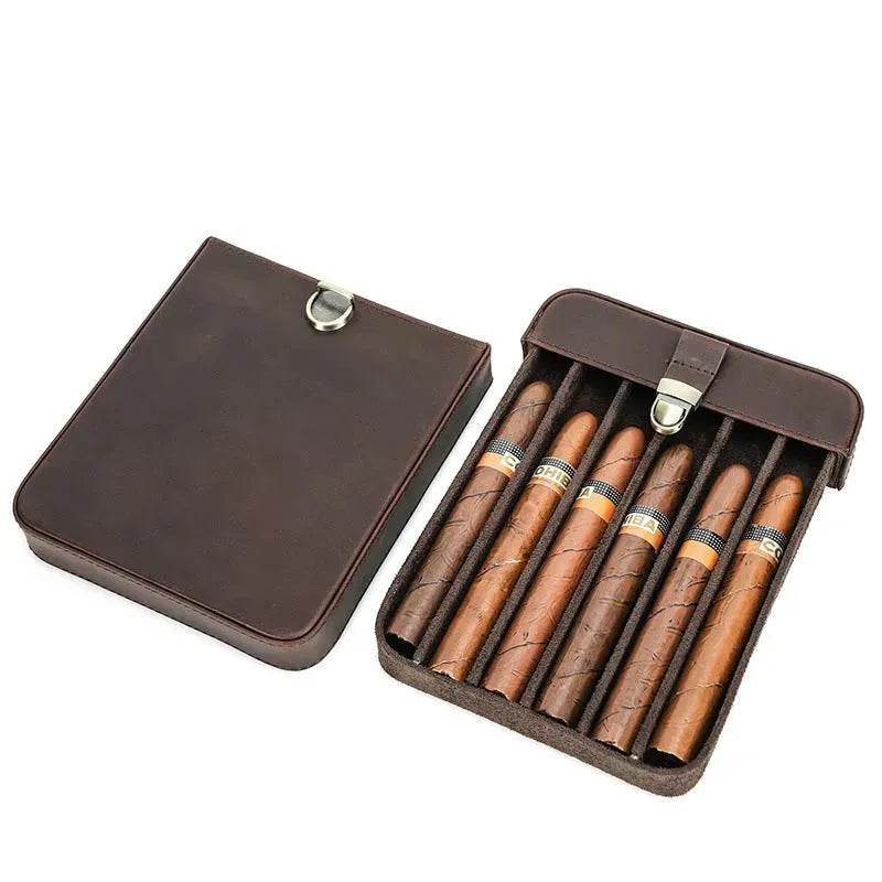 Portable Vintage Horse Leather Travel Cigarette case Cigar wallet
