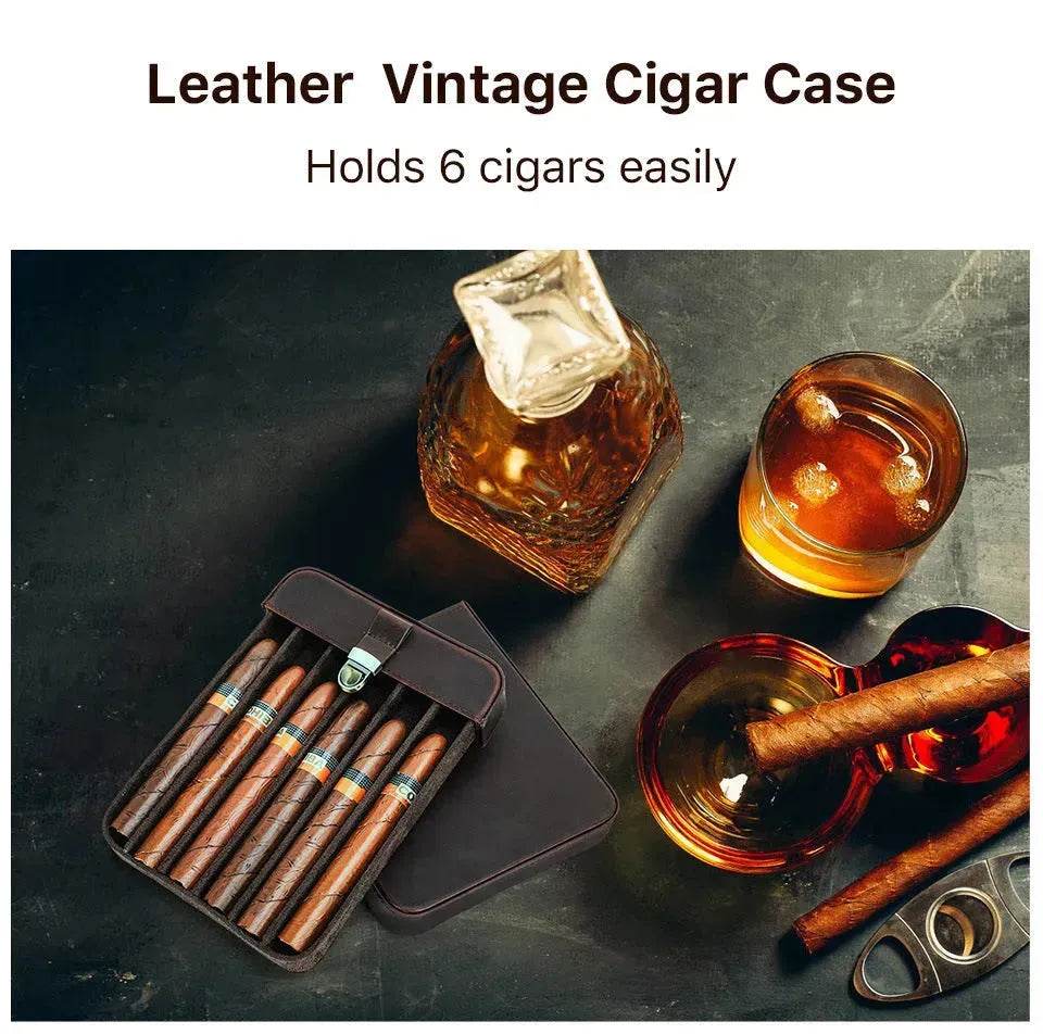 Portable Vintage Horse Leather Travel Cigarette case Cigar wallet