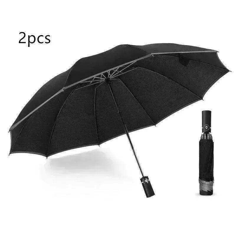 Portable Windproof Umbrella, 10Ribs Auto Close, Reflective for Safety