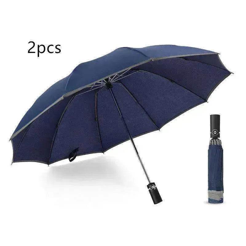 Portable Windproof Umbrella, 10Ribs Auto Close, Reflective for Safety