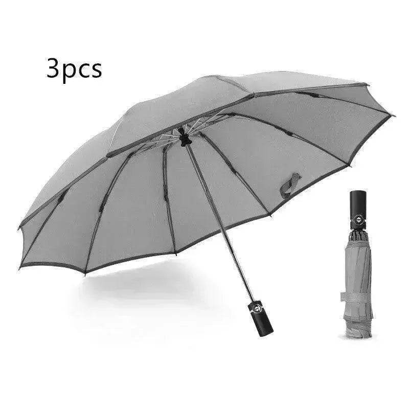 Portable Windproof Umbrella, 10Ribs Auto Close, Reflective for Safety
