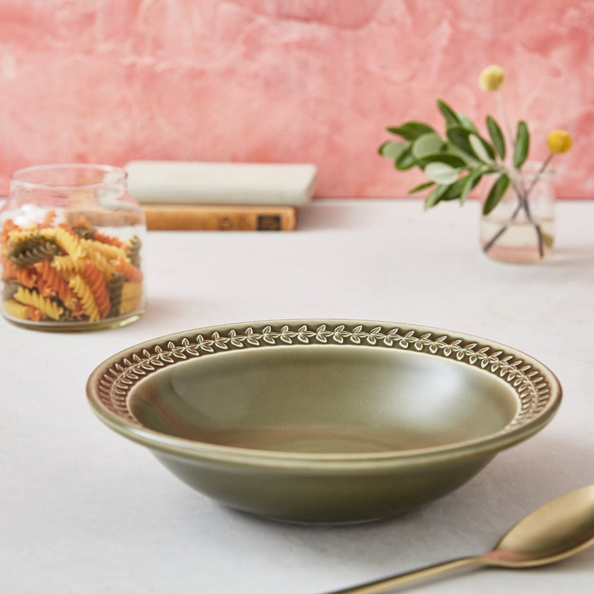 Portmeirion - Botanic Garden Harmony Pasta Bowl (Set of 4) - Moss Green | 9 in