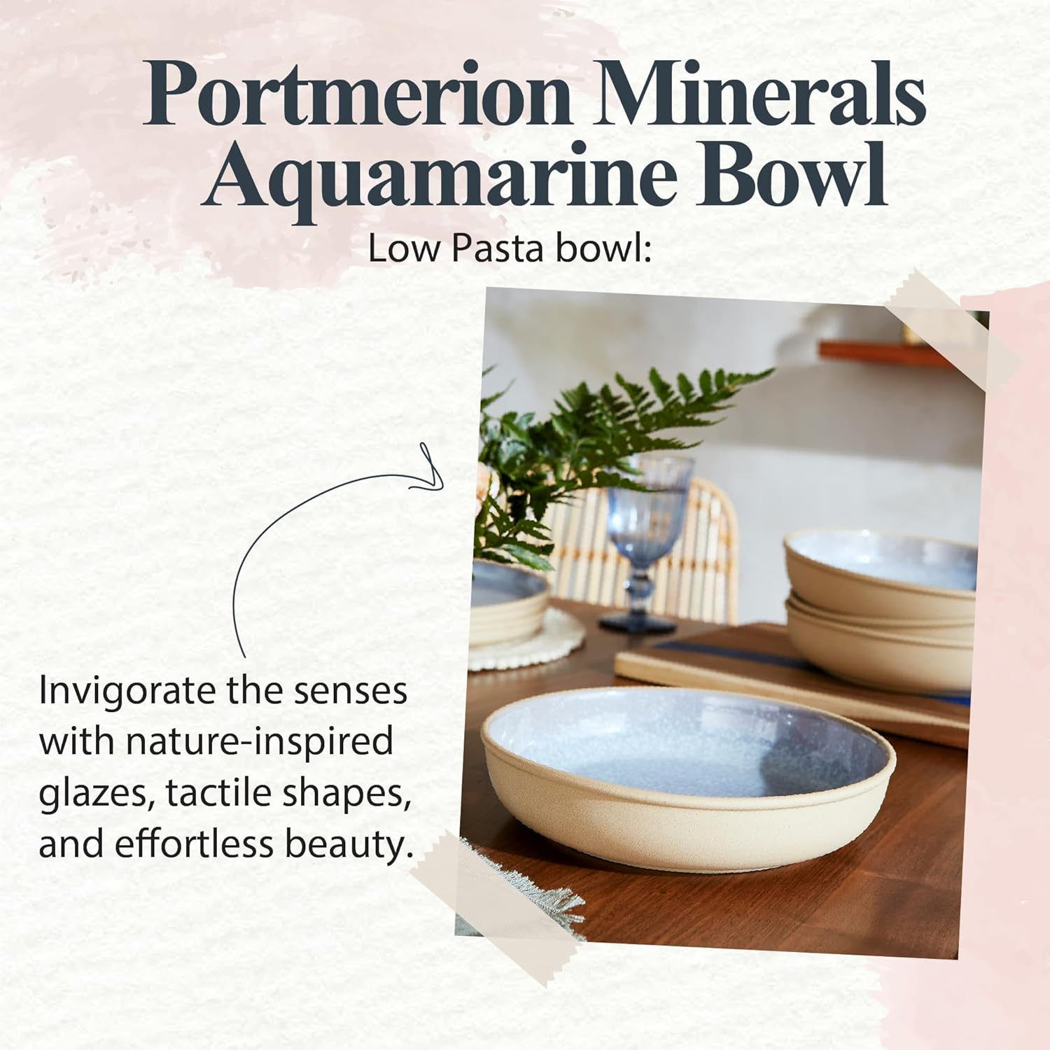 Bol de service bas Minerals de Portmeirion - Aquamarine | 8,7 pouces
