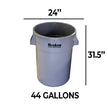 Poubelles ronde et couvercles en demi-lune avec battant