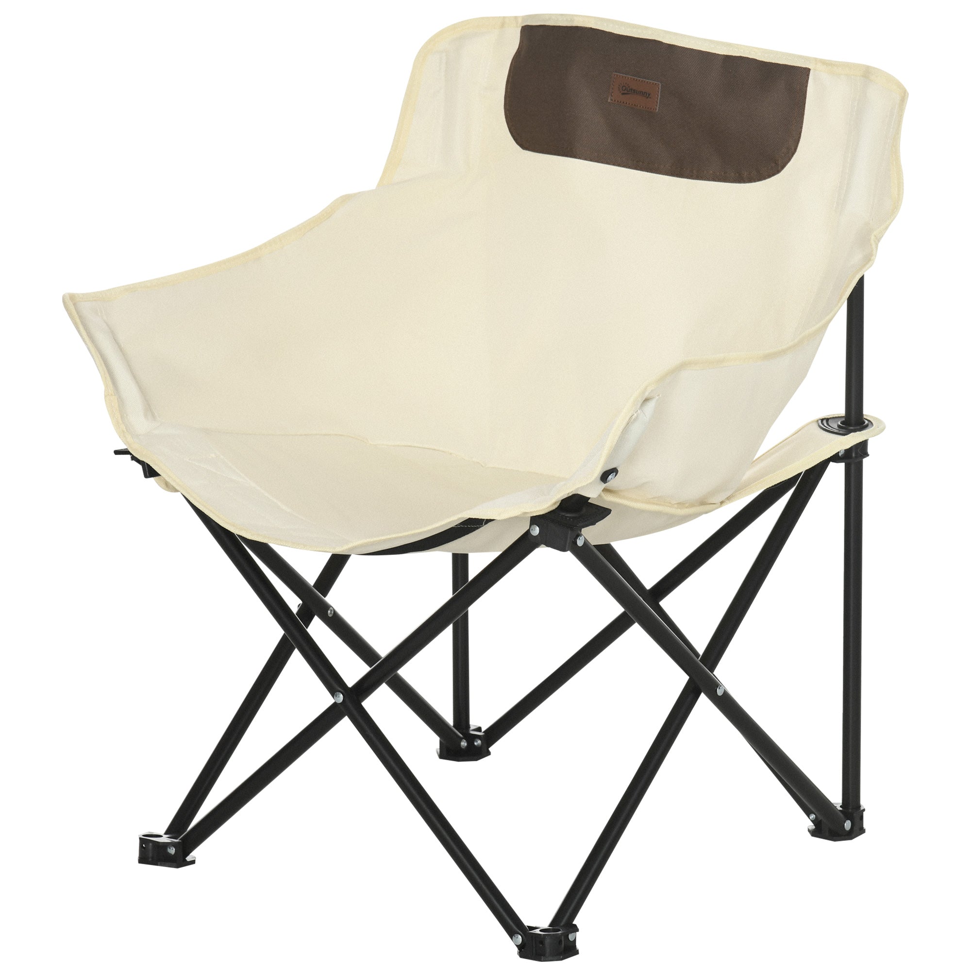 Outsunny Folding Camping Chair Lightweight Portable Chair for Outdoor Hiking Backpacking with Carry Bag Side Pocket White