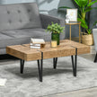 Clayton Rustic Coffee Table with Steel Hairpin Legs-Natural Wood