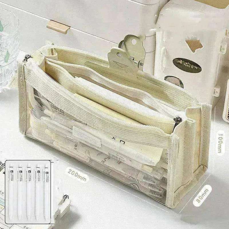 Primary School Transparent Pen Bag High Appearance Level Large Capacity