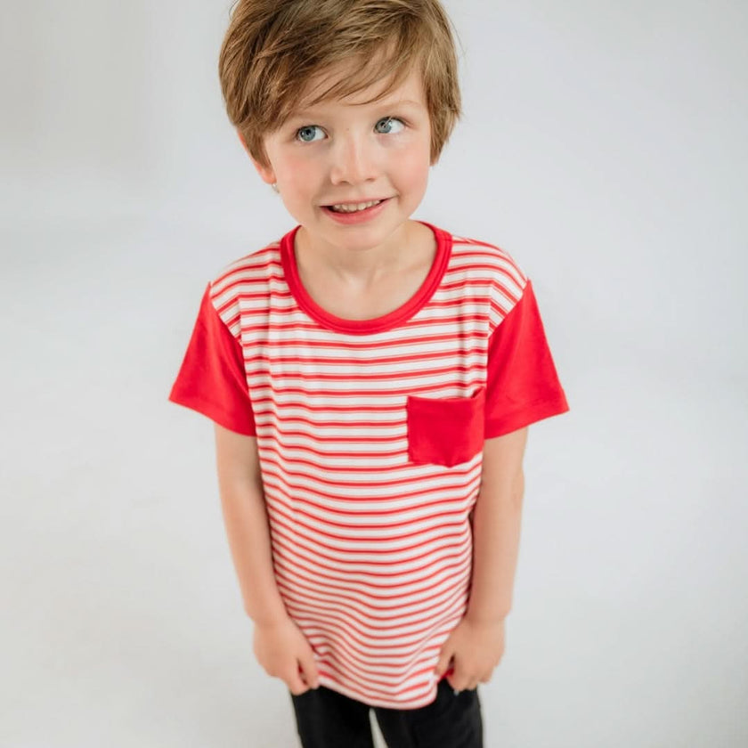Baby/Kids' Bamboo Pocket T-Shirt | Rainbow Stripe