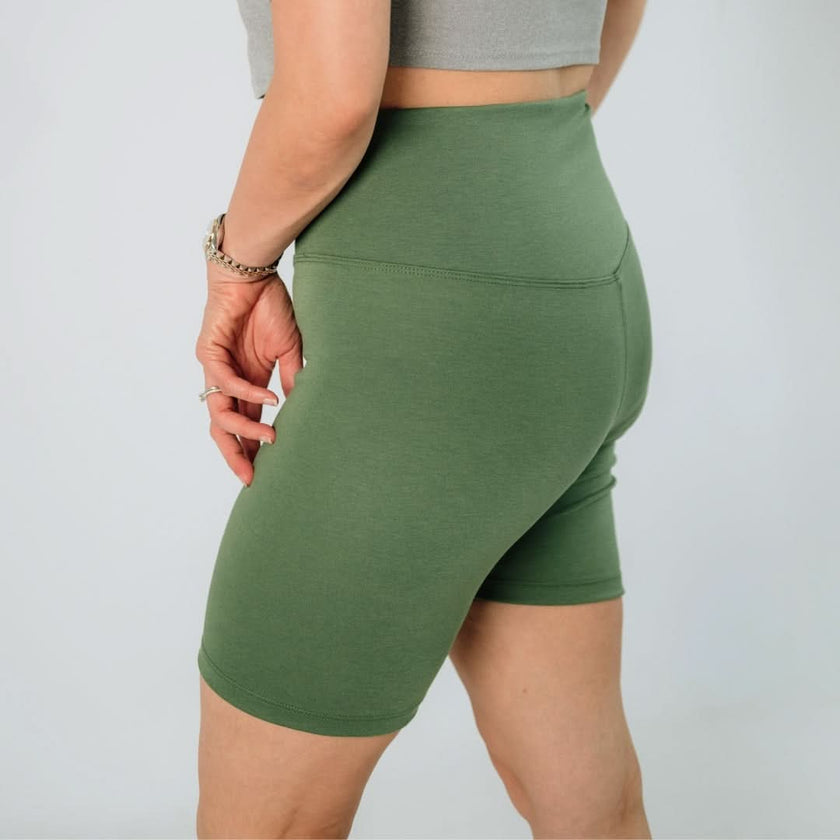 Ladies' High-Waisted Bamboo Bike Shorts | Classic Blue