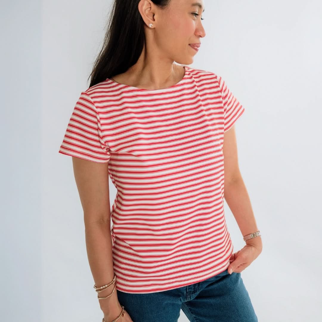 Ladies' Bamboo Lindsay T-Shirt | Berry Stripe