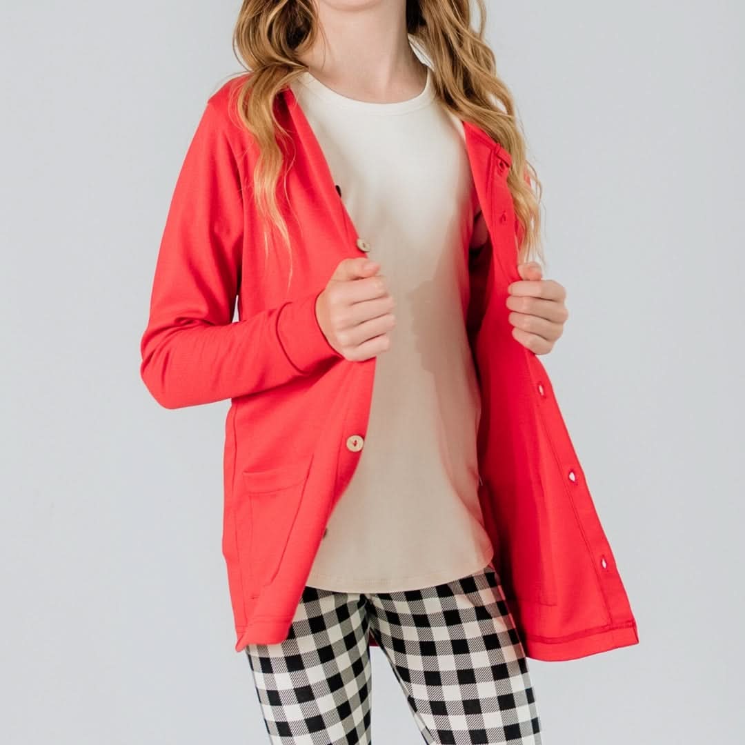 Youth Bamboo Cardigan | Rose