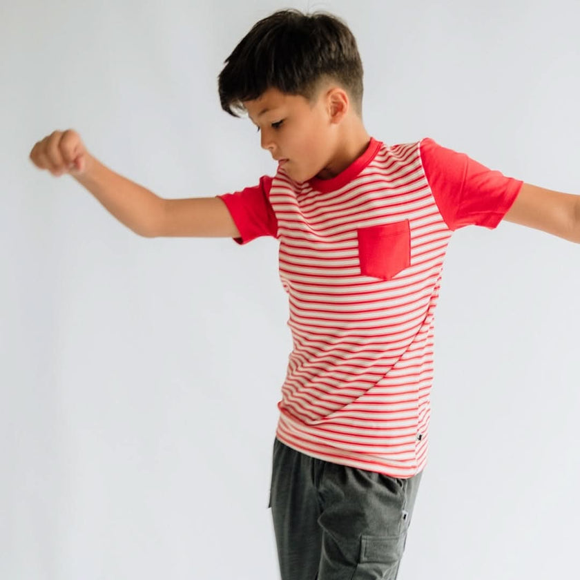Youth Bamboo Pocket T-Shirt | Market Veggies Cream