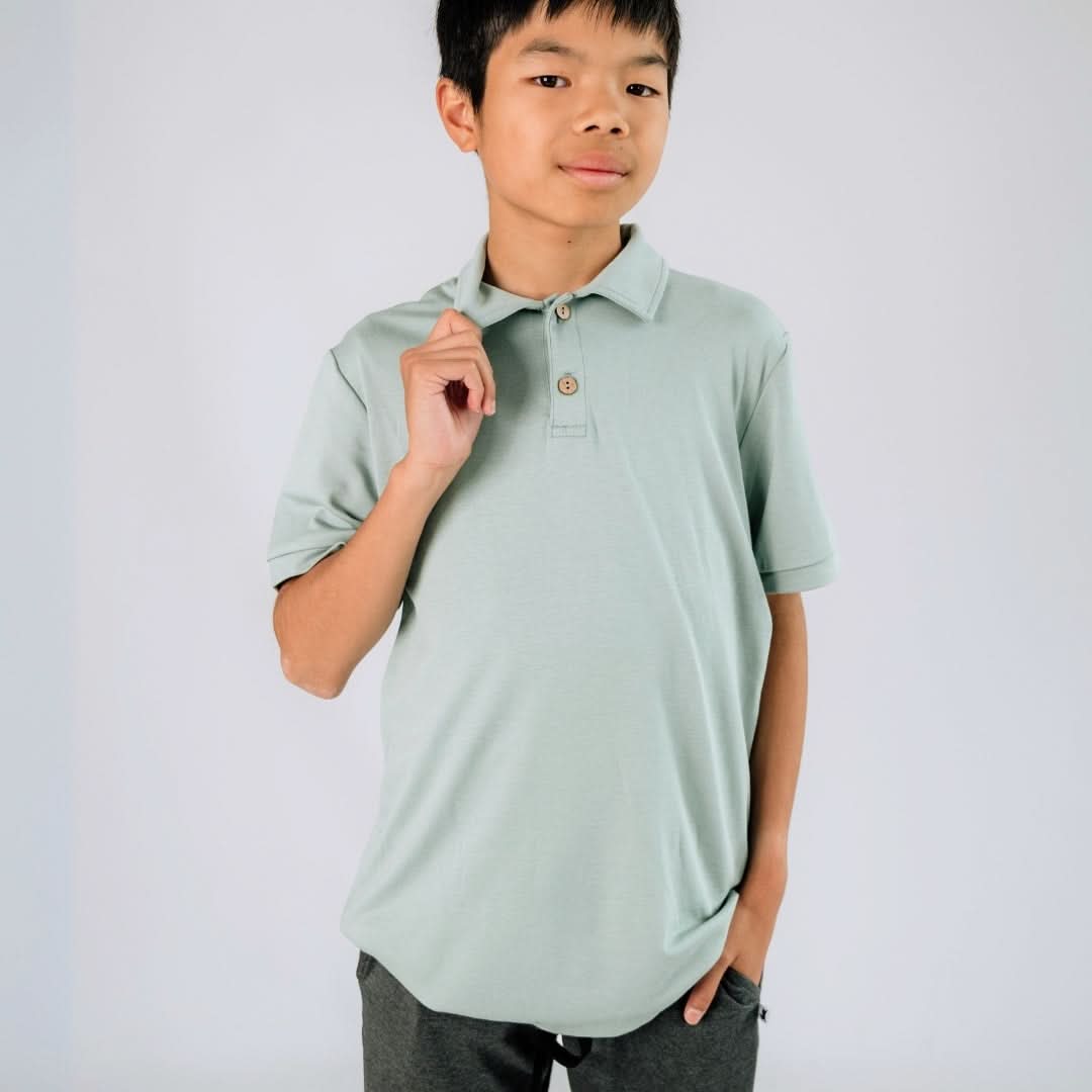 Youth Bamboo Polo Shirt | Blush Charcoal