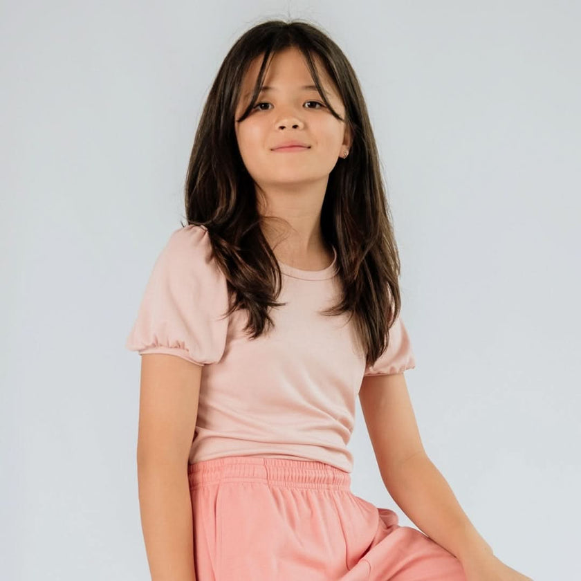 Youth Bamboo Puffed Sleeve T-Shirt | Rosewood