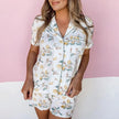 Printed Cardigan Short Sleeve Single-breasted Casual Suit Home Pajamas For Women