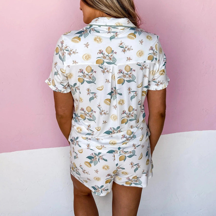 Printed Cardigan Short Sleeve Single-breasted Casual Suit Home Pajamas For Women