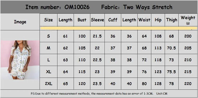 Women's Printed Cardigan Short Sleeve Pajamas Set – Single-Breasted Casual Homewear Canada