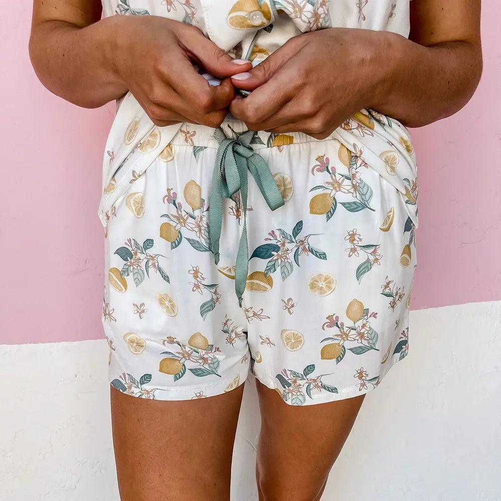 Women's Printed Cardigan Short Sleeve Pajamas Set – Single-Breasted Casual Homewear Canada