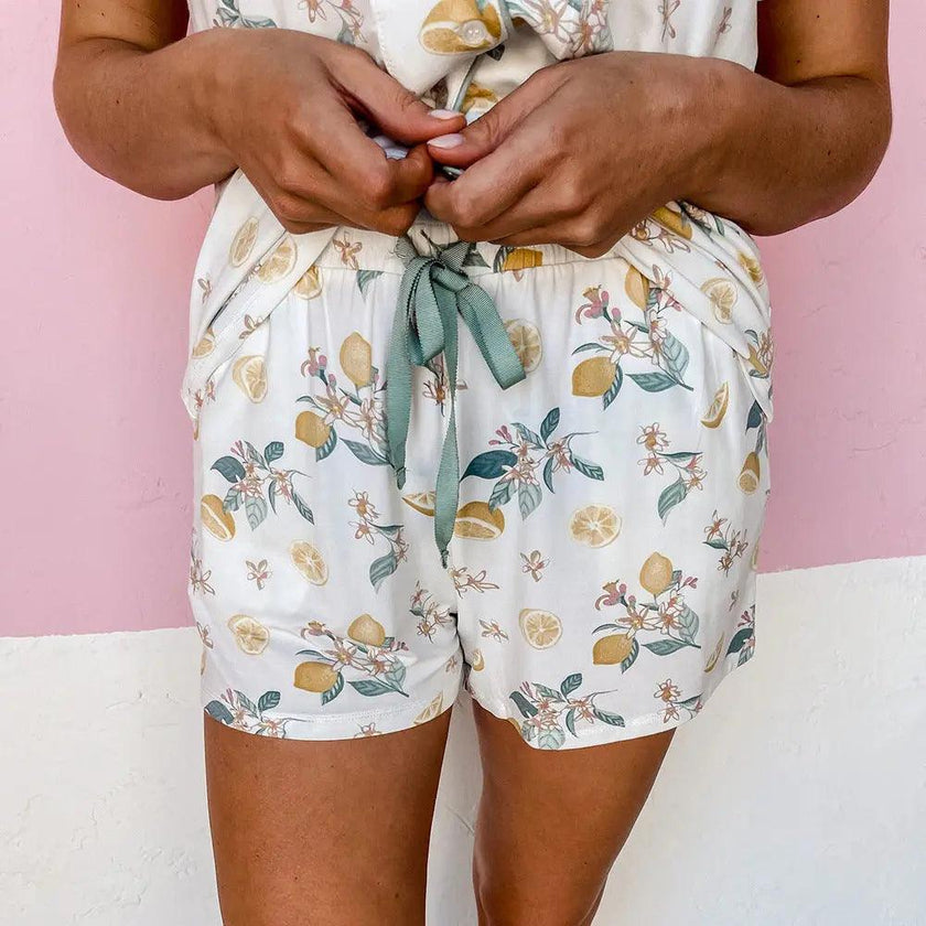 Women's Printed Cardigan Short Sleeve Pajamas Set – Single-Breasted Casual Homewear Canada