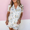Women's Printed Cardigan Short Sleeve Pajamas Set – Single-Breasted Casual Homewear Canada