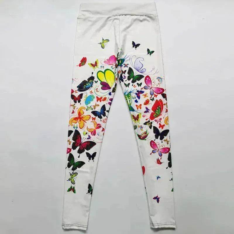 Printed Floral Butterfly Leggings High Waist Slim Yoga Pants Leggings