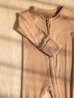 Sandy Taupe Ribbed Bamboo Convertible Zippered Romper