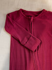 Burgundy Ribbed Bamboo Convertible Zippered Romper