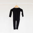 Jet Black Ribbed Bamboo Convertible Zippered Romper