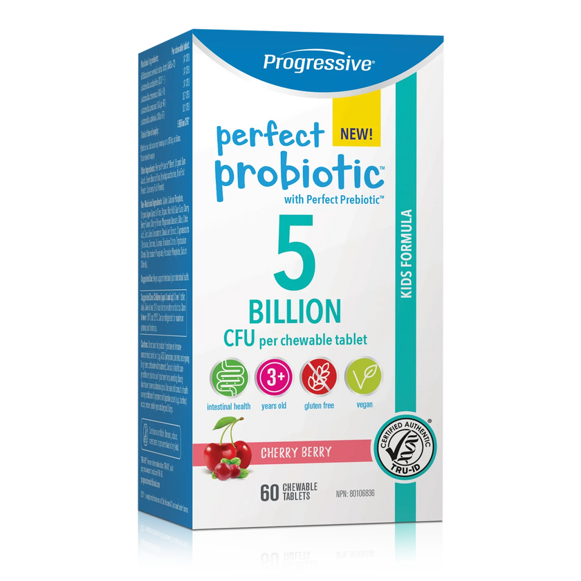 Progressive Perfect Probiotic 5 Billion Kids Cherry Berry 60 Chewable Tablets