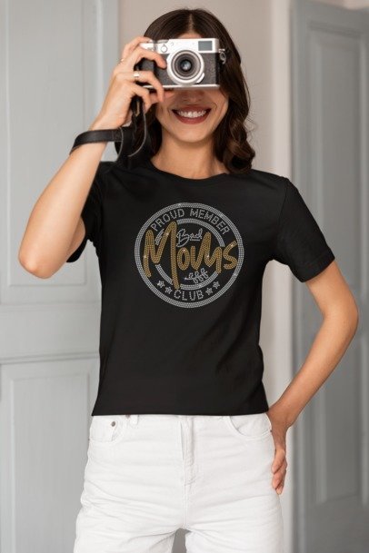 Proud Member of the Bad Moms Club Rhinestone T-Shirt – Funny Mom Life Sparkle Tee | Blingdazzel Apparel