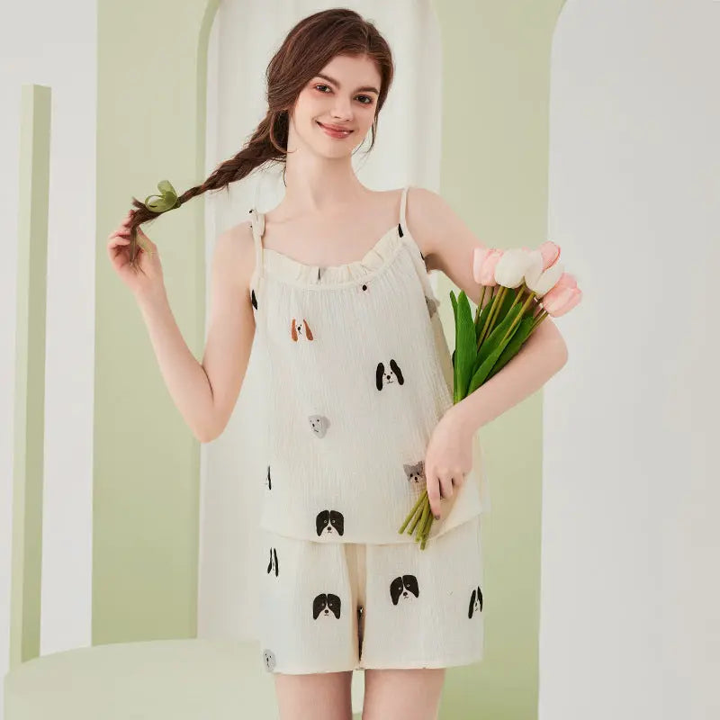Pure Cotton Double-layer Gauze Pajamas For Women