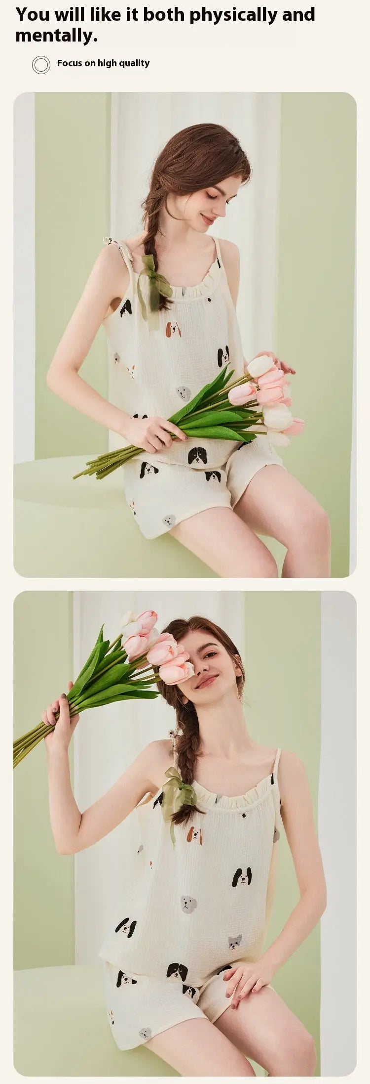 Pure Cotton Double-layer Gauze Pajamas For Women