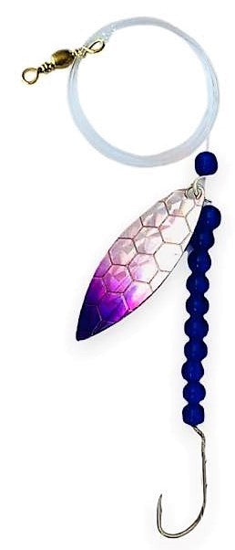 Single Hook Willow Leaf Spinner – Purple Scale Blade Lure