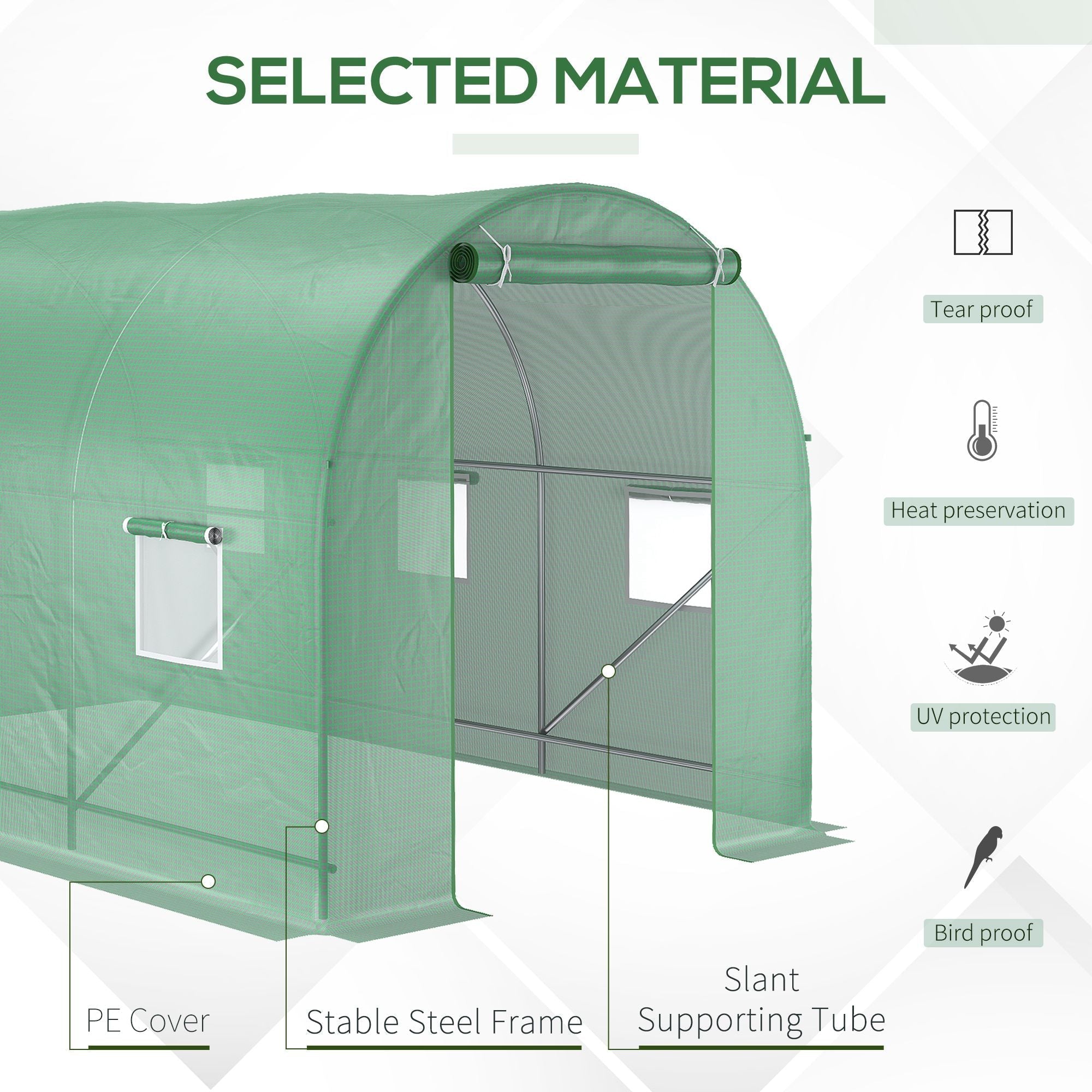 Outsunny Walk-in Tunnel Grow House: 11.5x6.6 Outdoor Plant Growing Hot House with Roll Up Door
