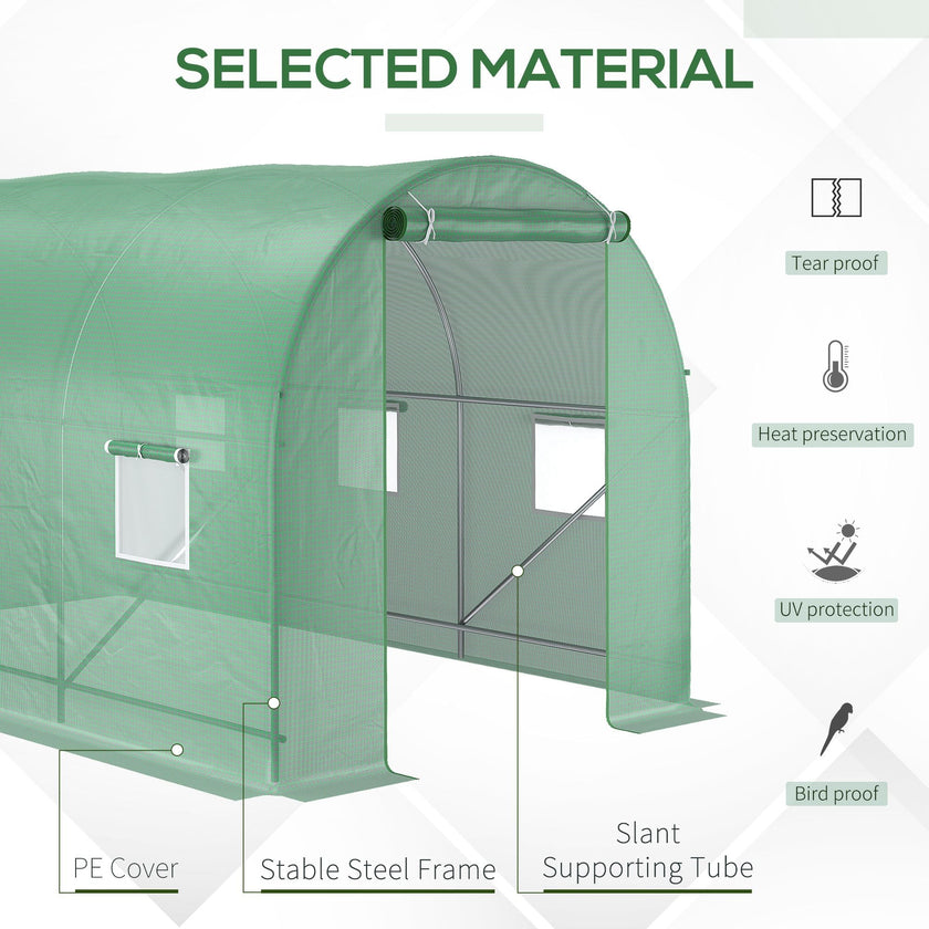 Outsunny Walk-in Tunnel Grow House: 11.5x6.6 Outdoor Plant Growing Hot House with Roll Up Door