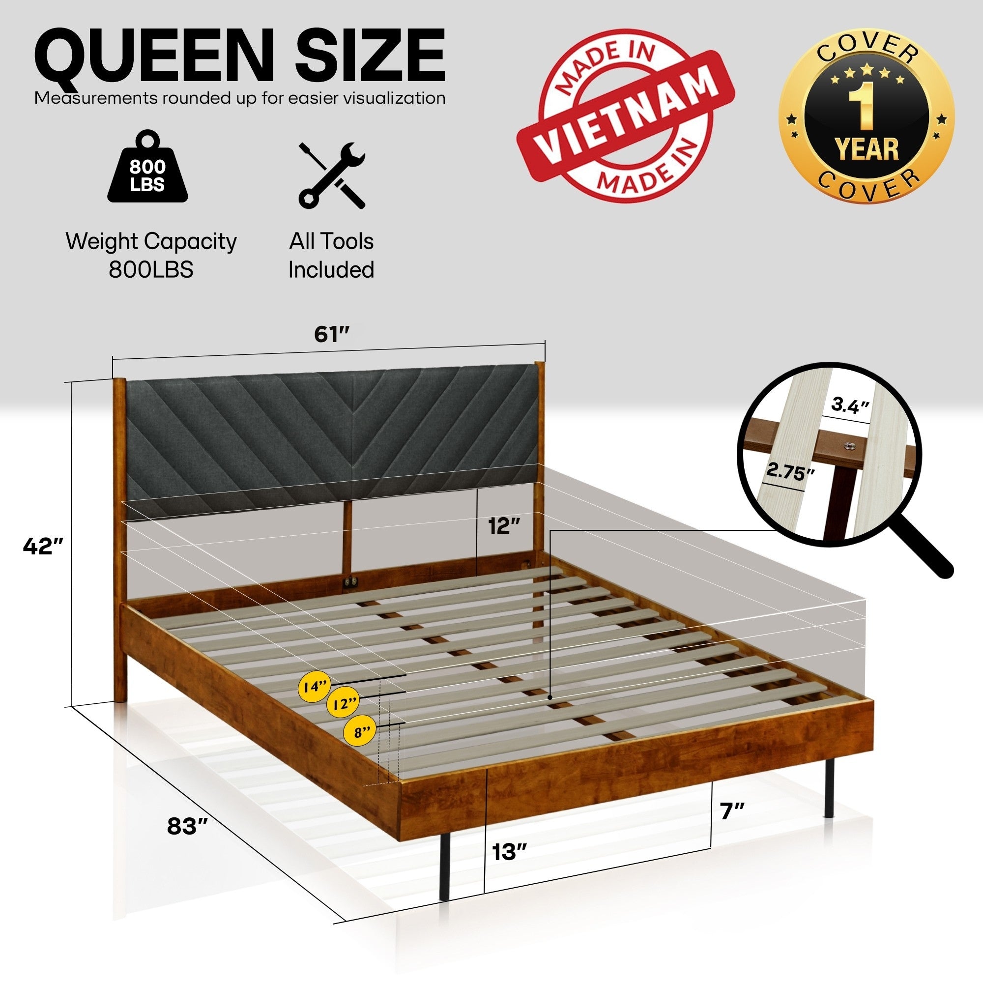 Astoria Solid Wood Bed Frame