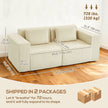 IVAN Boneless Corduroy 3 Seater Sofa with Deep Seats-Beige