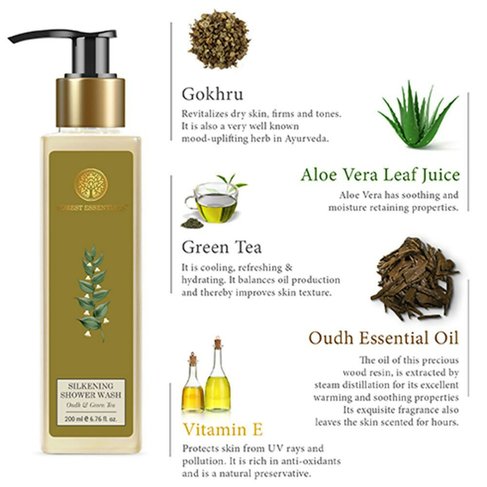 Gel douche soyeux à l'oud et au thé vert de Forest Essentials