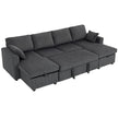 Theo U-Shaped Sleeper Sectional with Storage Chaise-Grey
