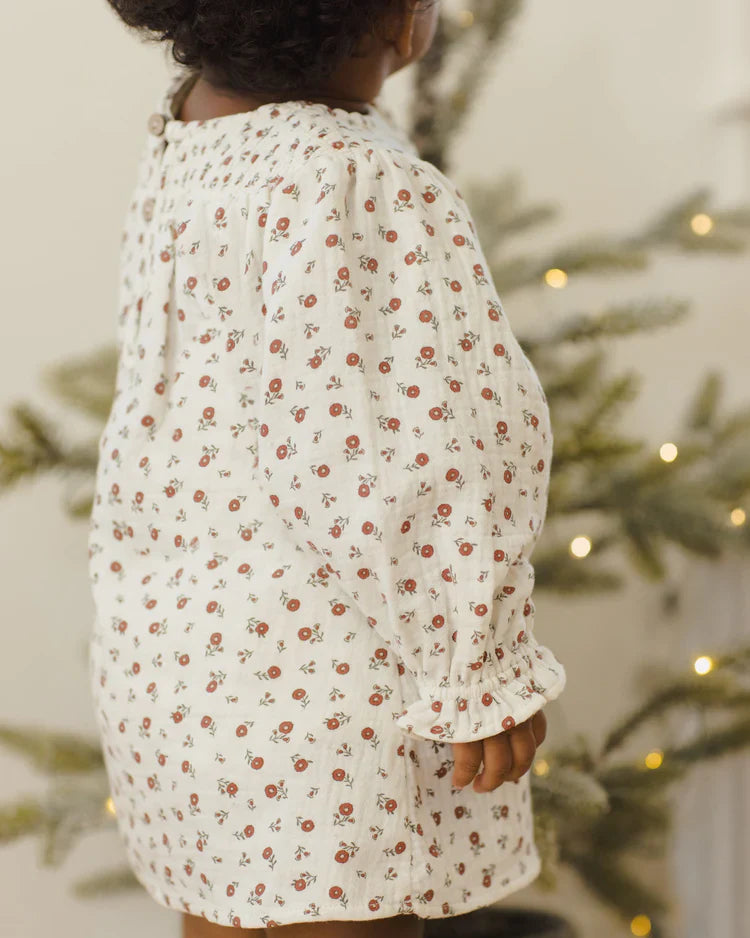 V Smocked Dress | Winter Ditsy | Quincy Mae