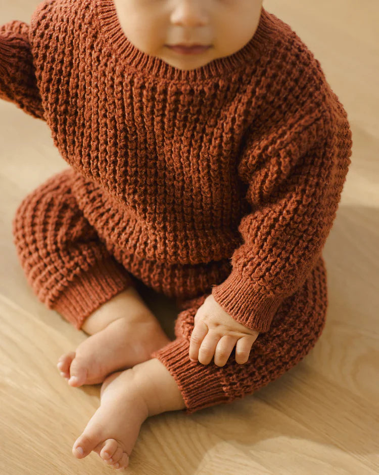 Chunky Knit Pant | Cranberry | Quincy Mae