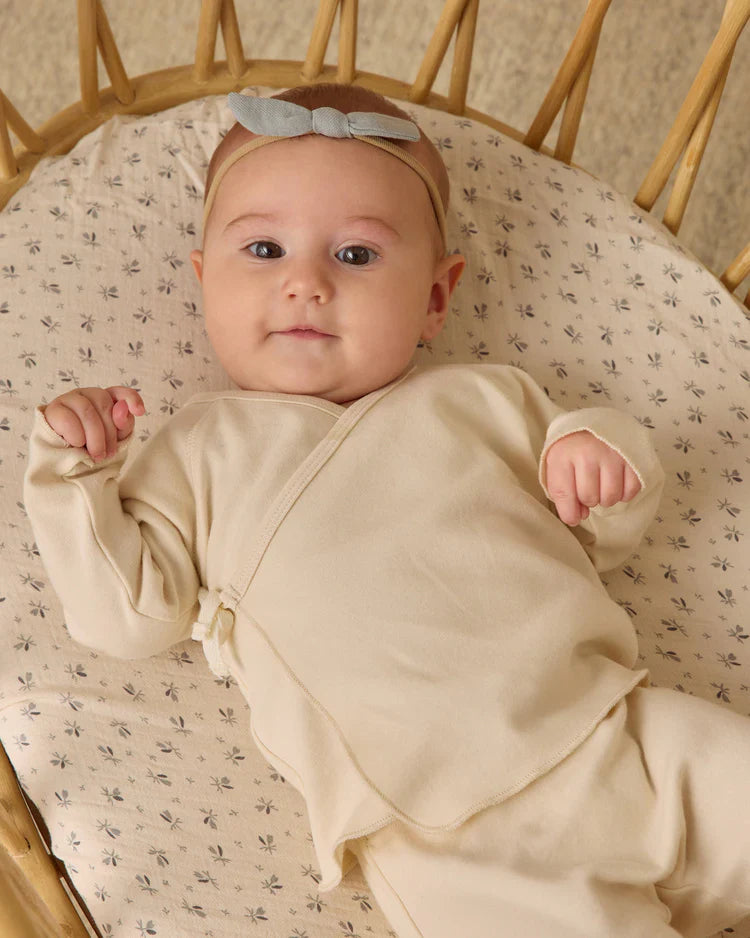 Wrap Top + Footed Pant Set | Natural | Quincy Mae