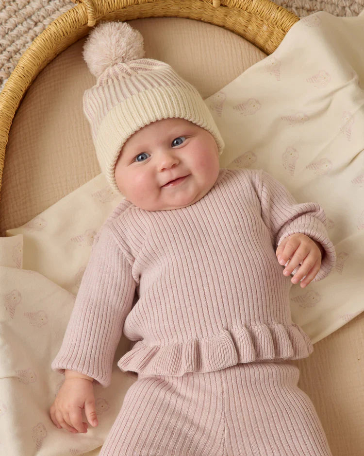 Rib Knit Peplum Top | Lilac | Quincy Mae